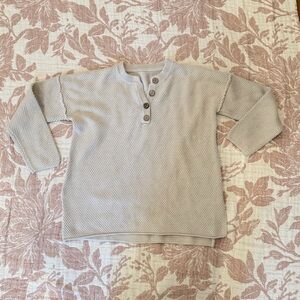 Cozy Beige Knit Sweater with Button Detail